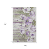 10' X 14' Purple Green And Ivory Floral Washable Area Rug With UV Protection - HomeRoots - Flyclothing LLC