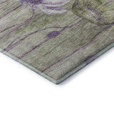 10' X 14' Purple Green And Ivory Floral Washable Area Rug With UV Protection - HomeRoots - Flyclothing LLC