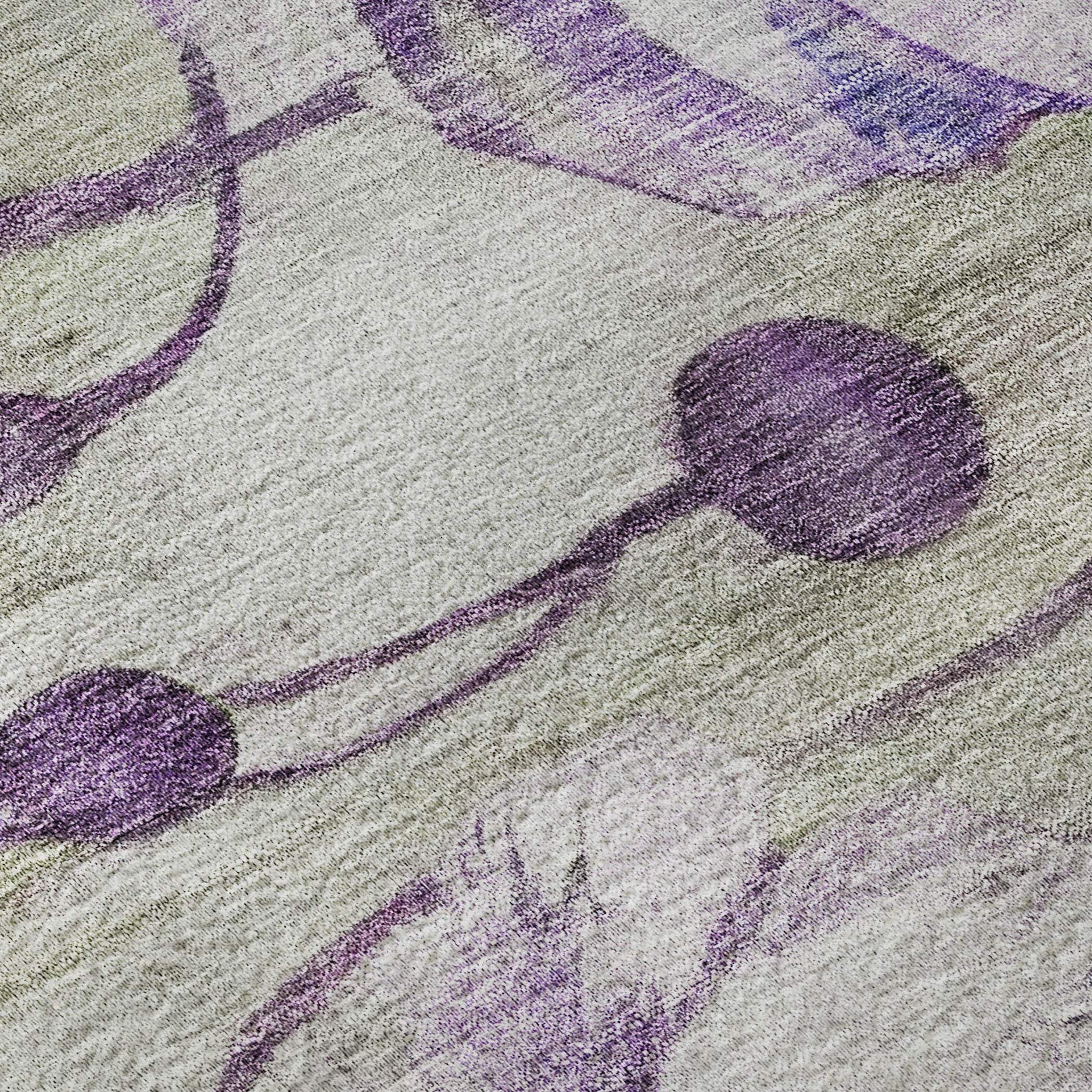 10' X 14' Purple Green And Ivory Floral Washable Area Rug With UV Protection - HomeRoots - Flyclothing LLC