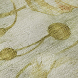 3' X 5' Sage Gold And Ivory Floral Washable Area Rug With UV Protection - HomeRoots - Flyclothing LLC