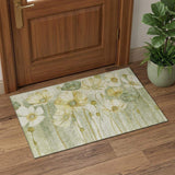 3' X 5' Sage Gold And Ivory Floral Washable Area Rug With UV Protection - HomeRoots - Flyclothing LLC