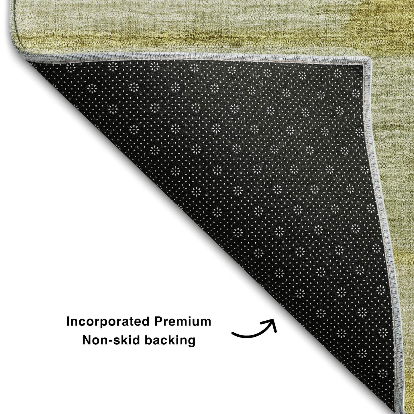 8' Sage Gold And Ivory Floral Washable Round Rug With UV Protection - HomeRoots - Flyclothing LLC
