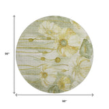 8' Sage Gold And Ivory Floral Washable Round Rug With UV Protection - HomeRoots - Flyclothing LLC