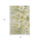 8' X 10' Sage Gold And Ivory Floral Washable Area Rug With UV Protection - HomeRoots - Flyclothing LLC