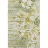 8' X 10' Sage Gold And Ivory Floral Washable Area Rug With UV Protection - HomeRoots - Flyclothing LLC