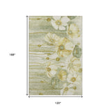 10' X 14' Sage Gold And Ivory Floral Washable Area Rug With UV Protection - HomeRoots - Flyclothing LLC