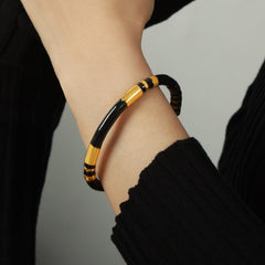 Enamel Titanium Steel Cuff Bracelet - Trendsi