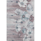 8' X 10' Teal Mauve And Ivory Floral Washable Area Rug With UV Protection - HomeRoots - Flyclothing LLC