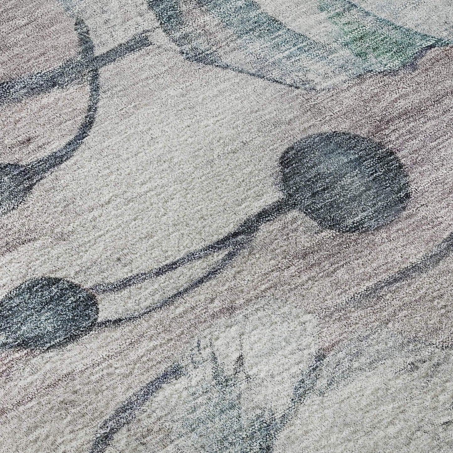 8' X 10' Teal Mauve And Ivory Floral Washable Area Rug With UV Protection - HomeRoots - Flyclothing LLC