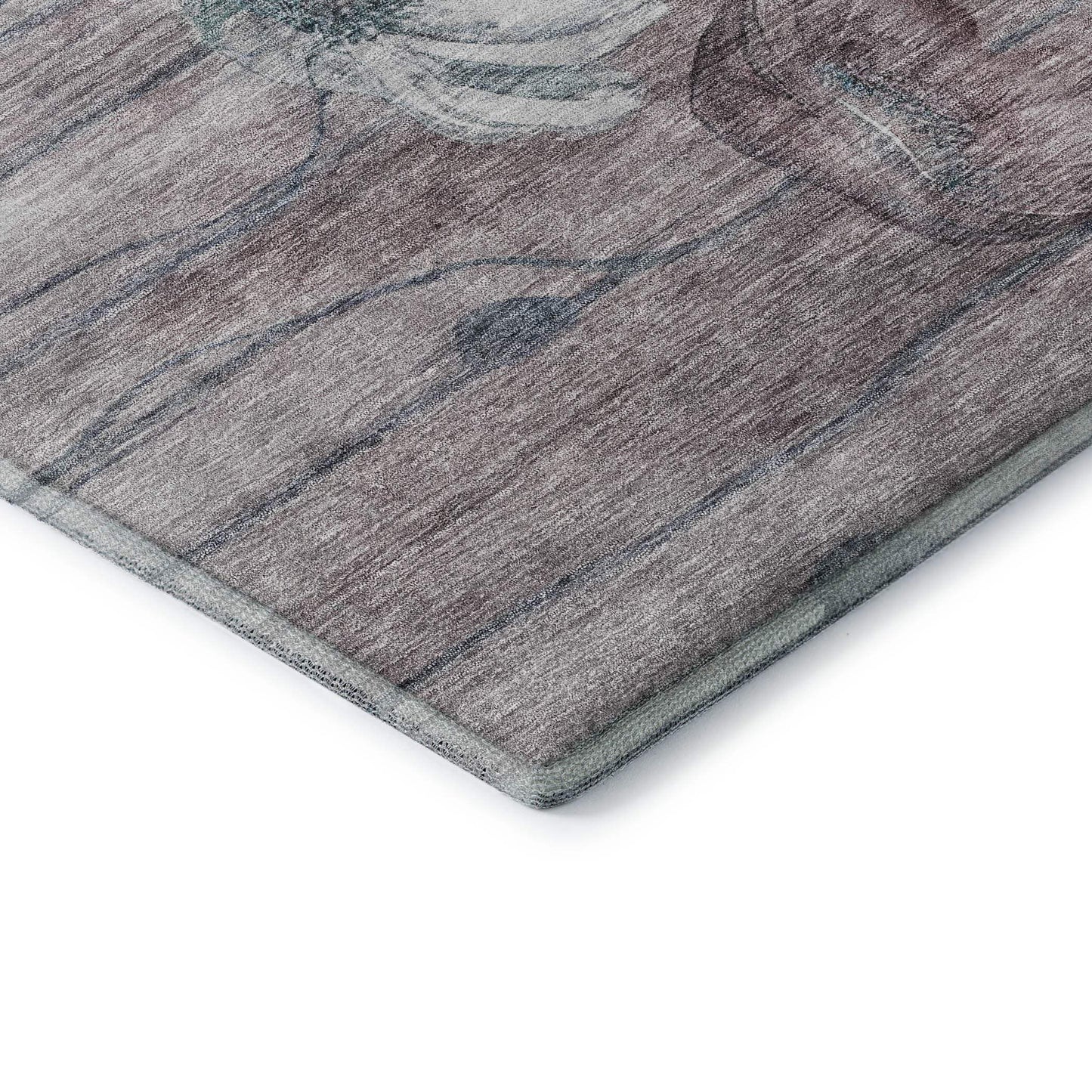9' X 12' Teal Mauve And Ivory Floral Washable Area Rug With UV Protection - HomeRoots - Flyclothing LLC