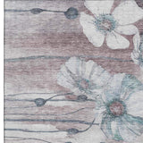10' X 14' Teal Mauve And Ivory Floral Washable Area Rug With UV Protection - HomeRoots - Flyclothing LLC