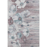 10' X 14' Teal Mauve And Ivory Floral Washable Area Rug With UV Protection - HomeRoots - Flyclothing LLC