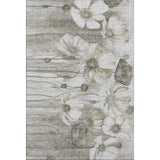3' X 5' Taupe And Ivory Floral Washable Area Rug With UV Protection - HomeRoots - Flyclothing LLC
