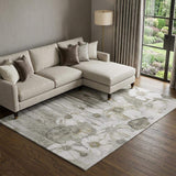8' X 10' Taupe And Ivory Floral Washable Area Rug With UV Protection - HomeRoots - Flyclothing LLC