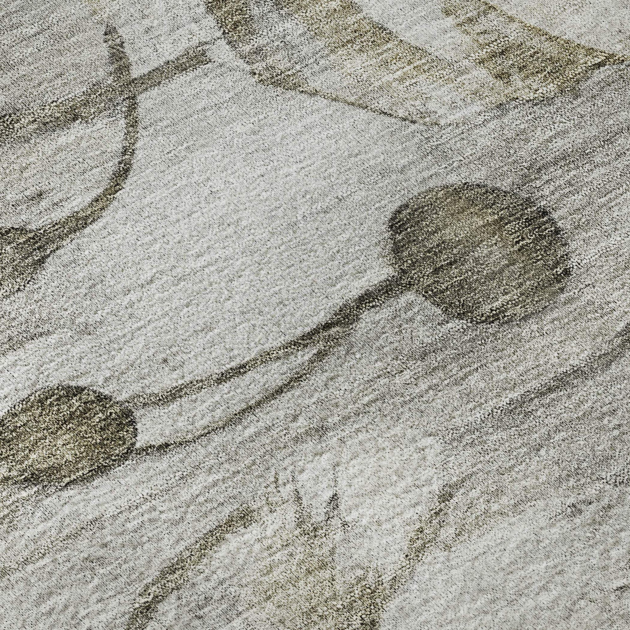 10' X 14' Taupe And Ivory Floral Washable Area Rug With UV Protection - HomeRoots - Flyclothing LLC