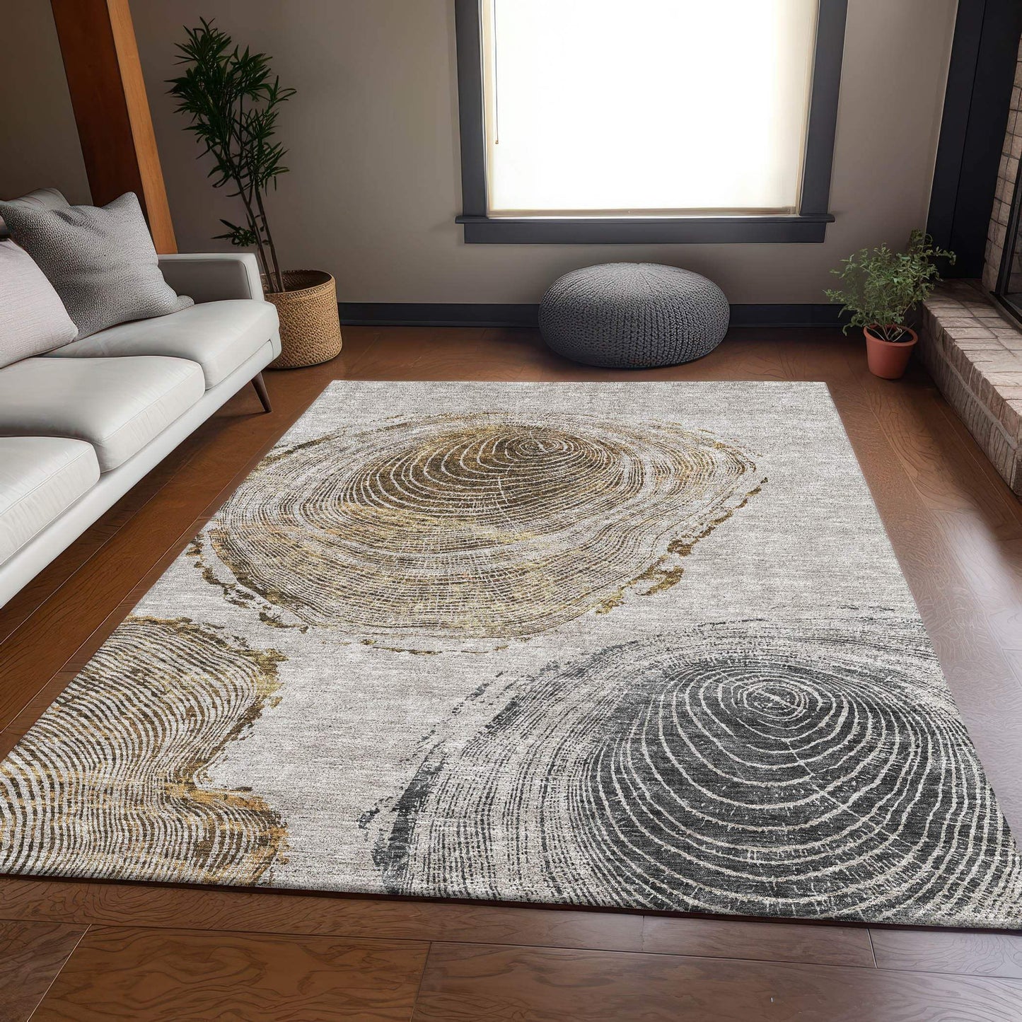 8' X 10' Taupe Brown And Ivory Faux Bois Washable Area Rug With UV Protection - HomeRoots - Flyclothing LLC