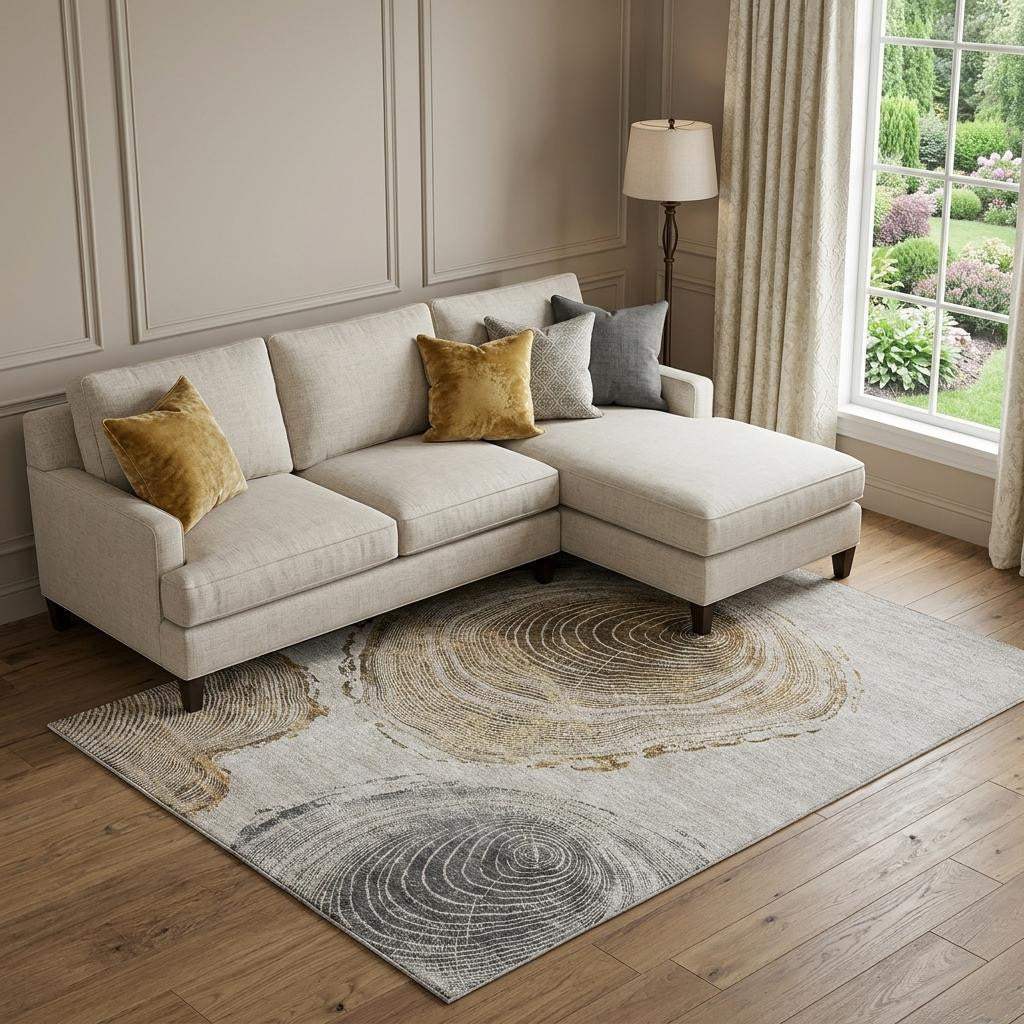 8' X 10' Taupe Brown And Ivory Faux Bois Washable Area Rug With UV Protection - HomeRoots - Flyclothing LLC