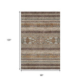 8' X 10' Chocolate Copper And Ivory Southwestern Washable Area Rug With UV Protection - HomeRoots - Flyclothing LLC