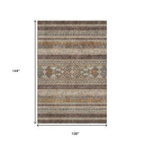 9' X 12' Chocolate Copper And Ivory Southwestern Washable Area Rug With UV Protection - HomeRoots - Flyclothing LLC
