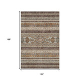 10' X 14' Chocolate Copper And Ivory Southwestern Washable Area Rug With UV Protection - HomeRoots - Flyclothing LLC