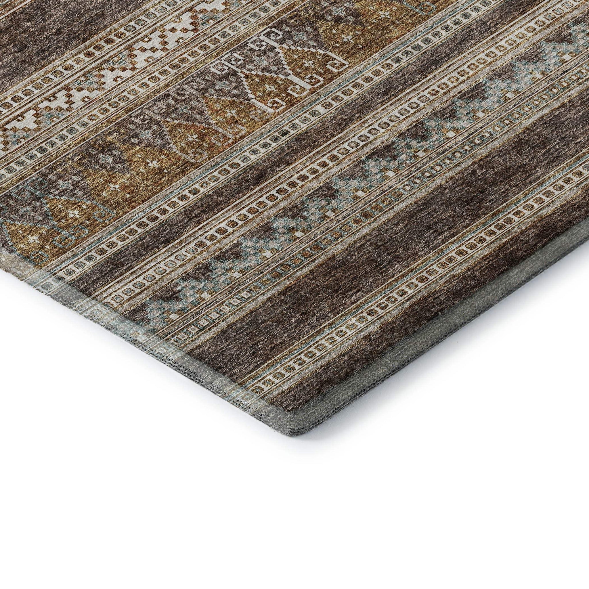 10' X 14' Chocolate Copper And Ivory Southwestern Washable Area Rug With UV Protection - HomeRoots - Flyclothing LLC