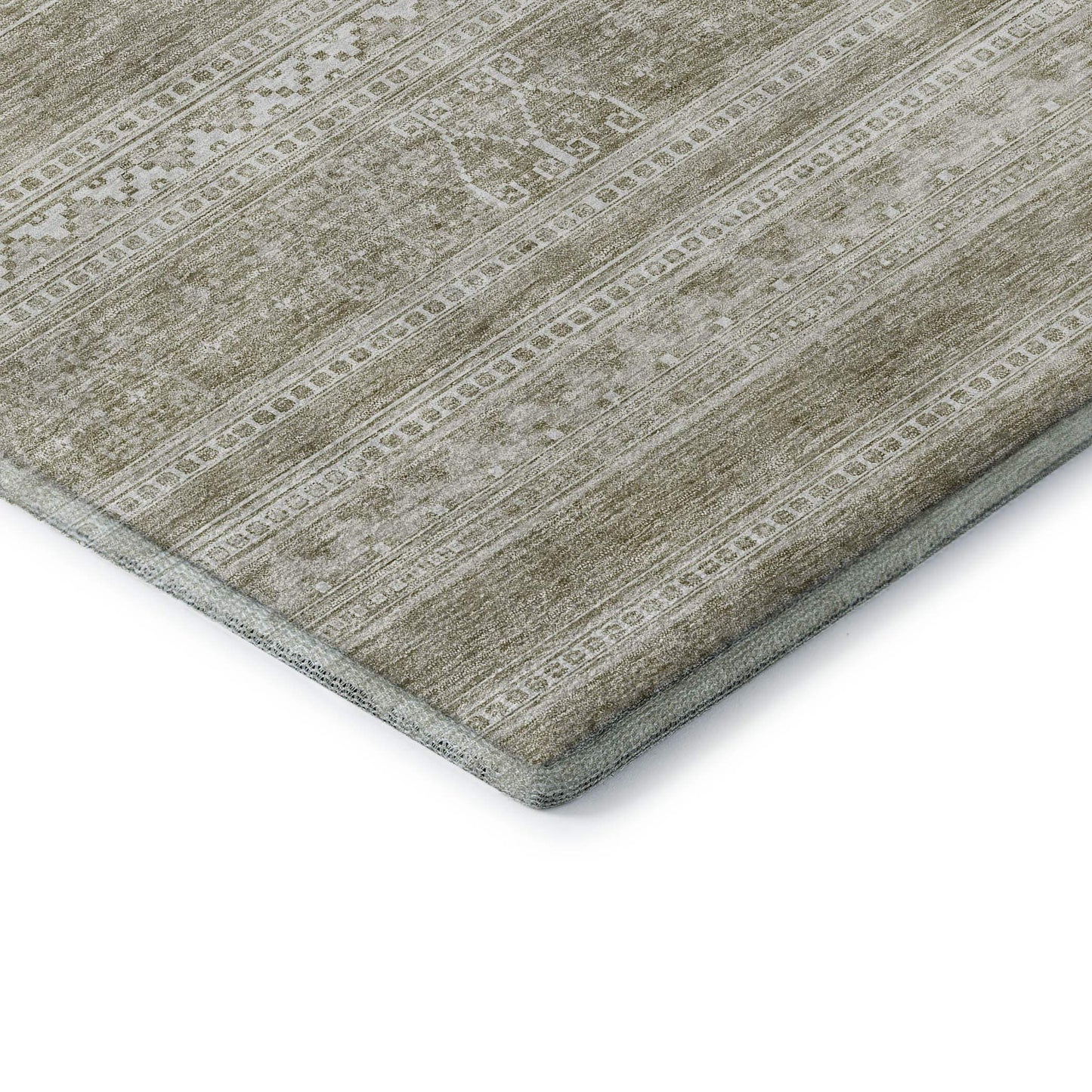 5' X 8' Khaki And Ivory Southwestern Washable Area Rug With UV Protection - HomeRoots - Flyclothing LLC