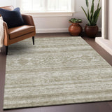 5' X 8' Khaki And Ivory Southwestern Washable Area Rug With UV Protection - HomeRoots - Flyclothing LLC
