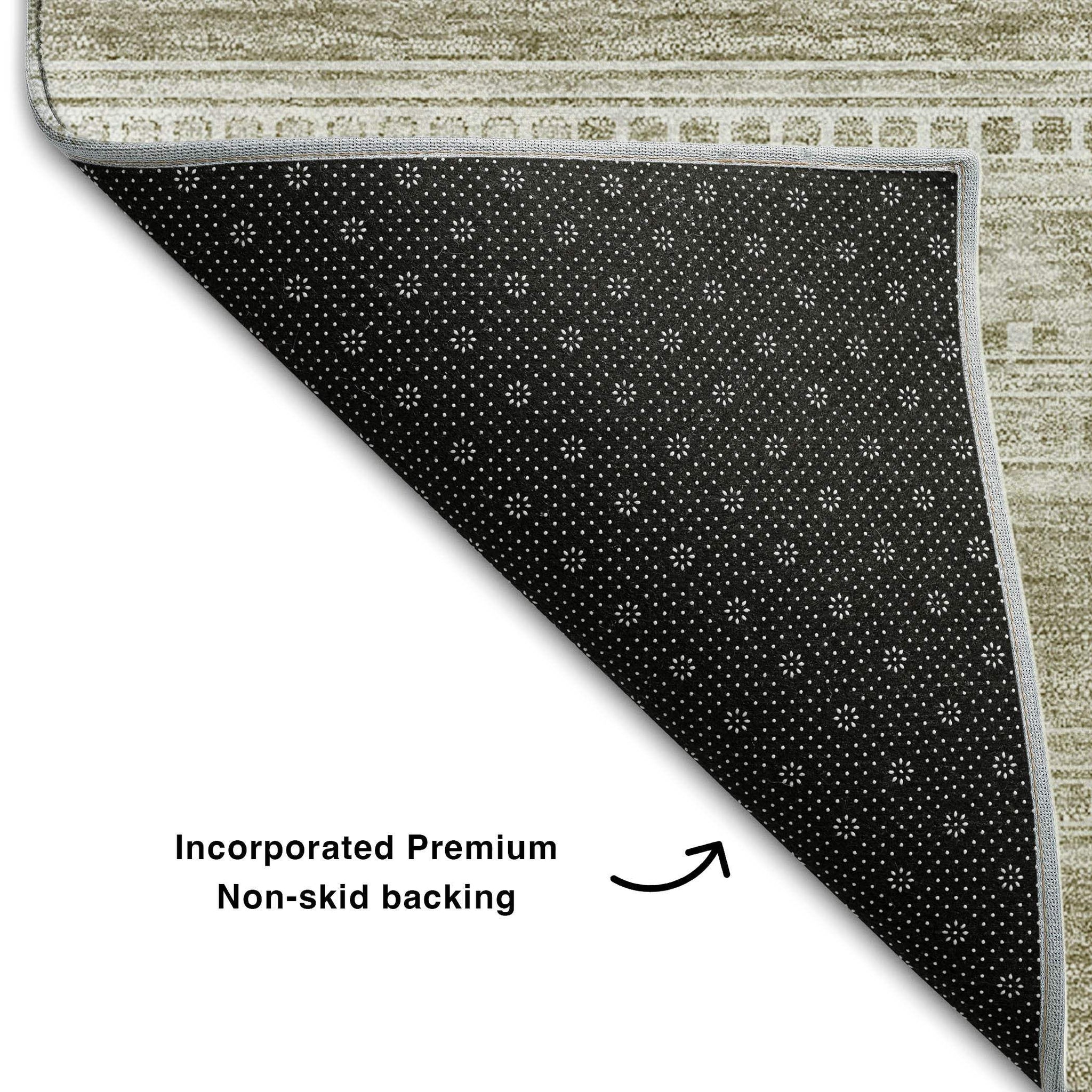 8' Khaki And Ivory Southwestern Washable Round Rug With UV Protection - HomeRoots - Flyclothing LLC