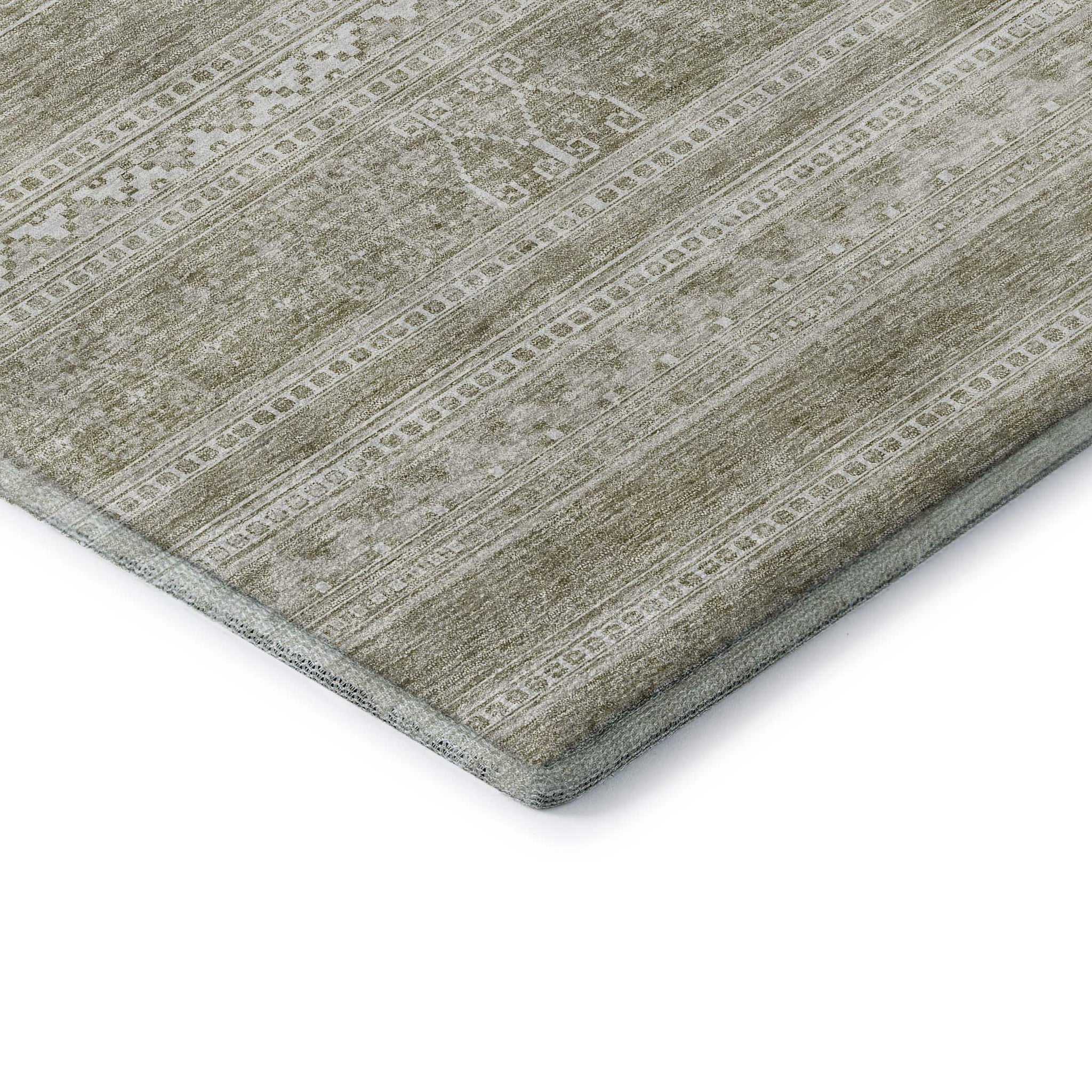 8' Khaki And Ivory Southwestern Washable Round Rug With UV Protection - HomeRoots - Flyclothing LLC