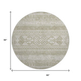 8' Khaki And Ivory Southwestern Washable Round Rug With UV Protection - HomeRoots - Flyclothing LLC