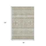 8' X 10' Khaki And Ivory Southwestern Washable Area Rug With UV Protection - HomeRoots - Flyclothing LLC
