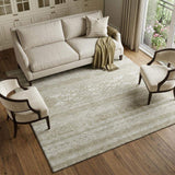 9' X 12' Khaki And Ivory Southwestern Washable Area Rug With UV Protection - HomeRoots - Flyclothing LLC