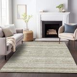 10' X 14' Khaki And Ivory Southwestern Washable Area Rug With UV Protection - HomeRoots - Flyclothing LLC