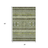 3' X 5' Olive Green Gray And Ivory Southwestern Washable Area Rug With UV Protection - HomeRoots - Flyclothing LLC