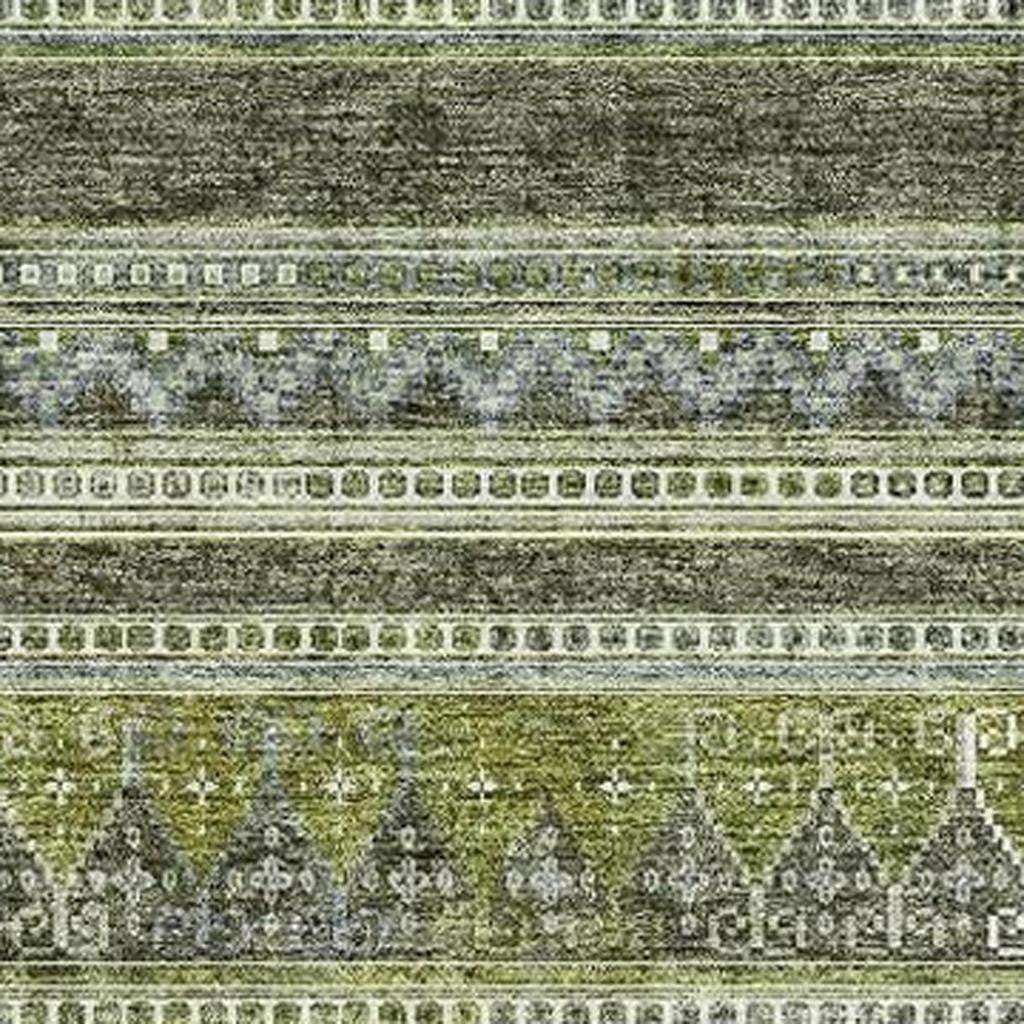 3' X 5' Olive Green Gray And Ivory Southwestern Washable Area Rug With UV Protection - HomeRoots - Flyclothing LLC