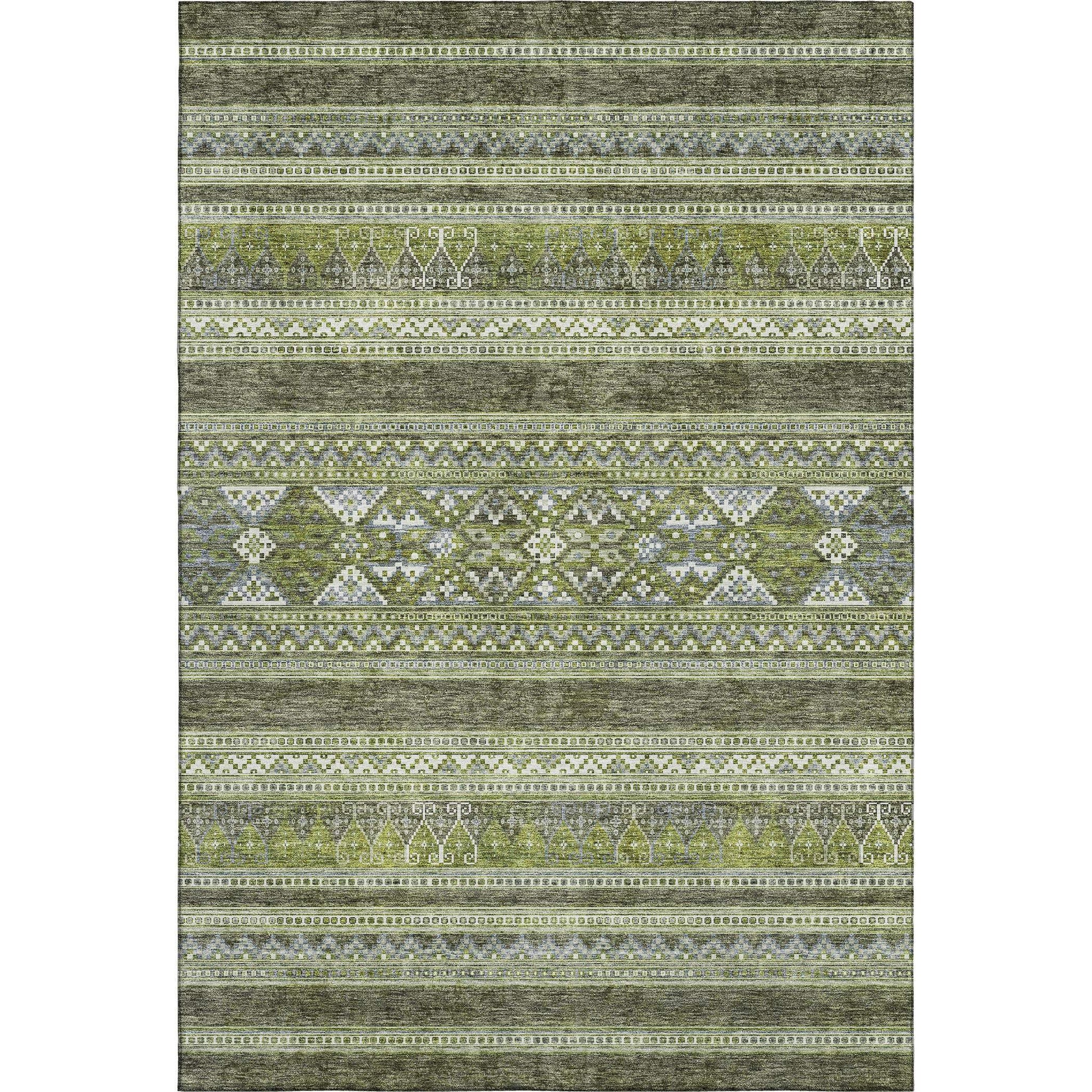 3' X 5' Olive Green Gray And Ivory Southwestern Washable Area Rug With UV Protection - HomeRoots - Flyclothing LLC