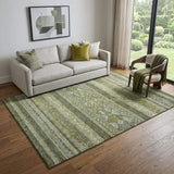 5' X 8' Olive Green Gray And Ivory Southwestern Washable Area Rug With UV Protection - HomeRoots - Flyclothing LLC