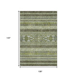 9' X 12' Olive Green Gray And Ivory Southwestern Washable Area Rug With UV Protection - HomeRoots - Flyclothing LLC