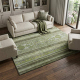 10' X 14' Olive Green Gray And Ivory Southwestern Washable Area Rug With UV Protection - HomeRoots - Flyclothing LLC