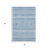 3' X 5' Sky Blue And Ivory Southwestern Washable Area Rug With UV Protection - HomeRoots - Flyclothing LLC