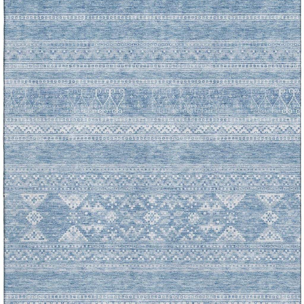 3' X 5' Sky Blue And Ivory Southwestern Washable Area Rug With UV Protection - HomeRoots - Flyclothing LLC