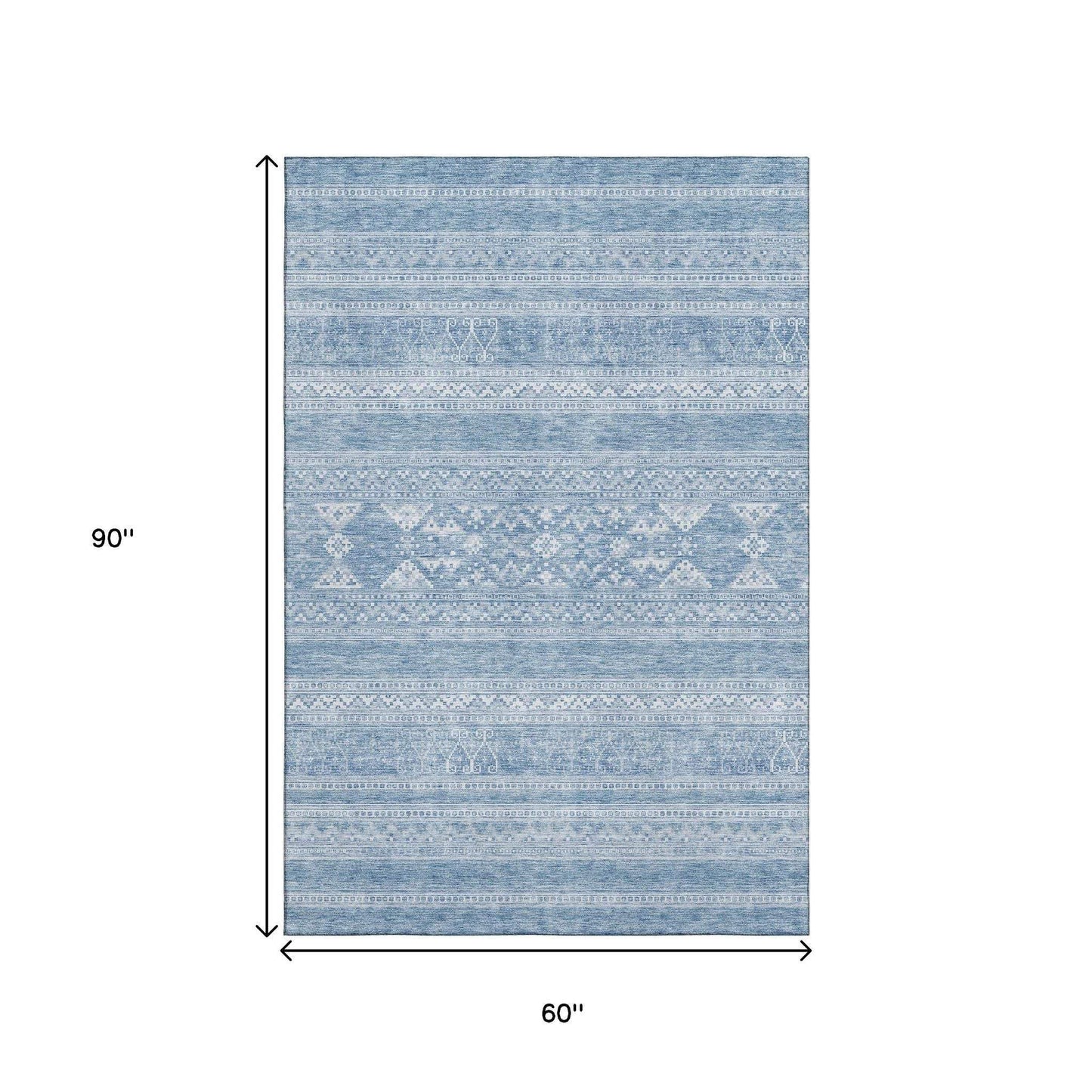 5' X 8' Sky Blue And Ivory Southwestern Washable Area Rug With UV Protection - HomeRoots - Flyclothing LLC