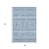 5' X 8' Sky Blue And Ivory Southwestern Washable Area Rug With UV Protection - HomeRoots - Flyclothing LLC