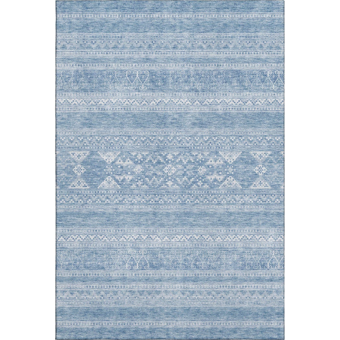 5' X 8' Sky Blue And Ivory Southwestern Washable Area Rug With UV Protection - HomeRoots - Flyclothing LLC