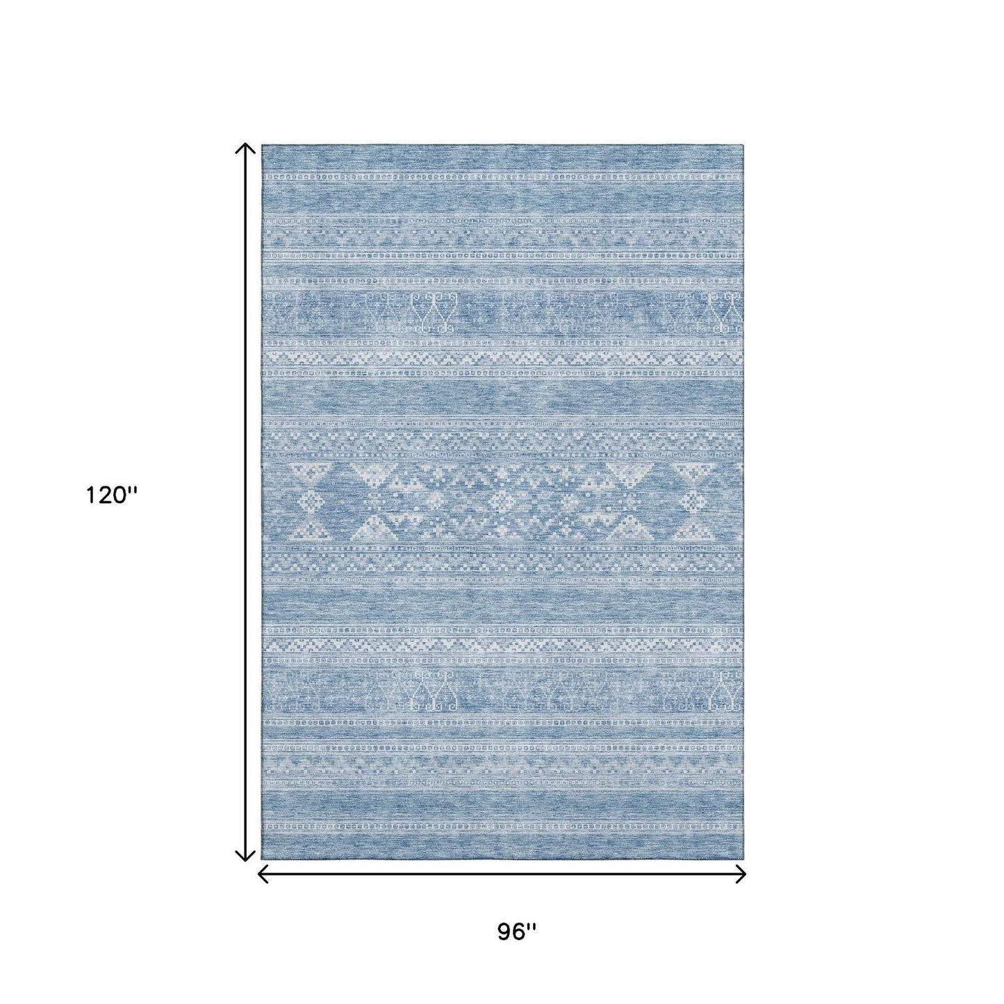 8' X 10' Sky Blue And Ivory Southwestern Washable Area Rug With UV Protection - HomeRoots - Flyclothing LLC
