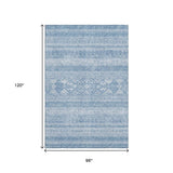 8' X 10' Sky Blue And Ivory Southwestern Washable Area Rug With UV Protection - HomeRoots - Flyclothing LLC