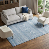 8' X 10' Sky Blue And Ivory Southwestern Washable Area Rug With UV Protection - HomeRoots - Flyclothing LLC