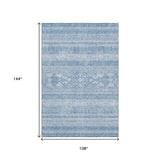 9' X 12' Sky Blue And Ivory Southwestern Washable Area Rug With UV Protection - HomeRoots - Flyclothing LLC