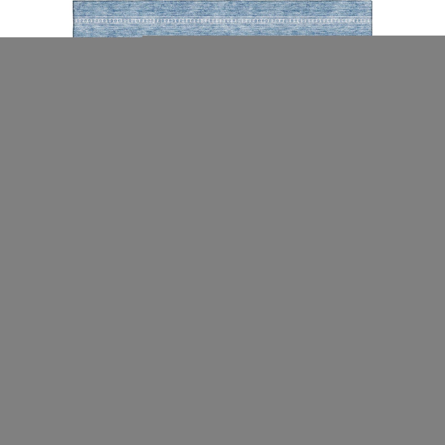 9' X 12' Sky Blue And Ivory Southwestern Washable Area Rug With UV Protection - HomeRoots - Flyclothing LLC