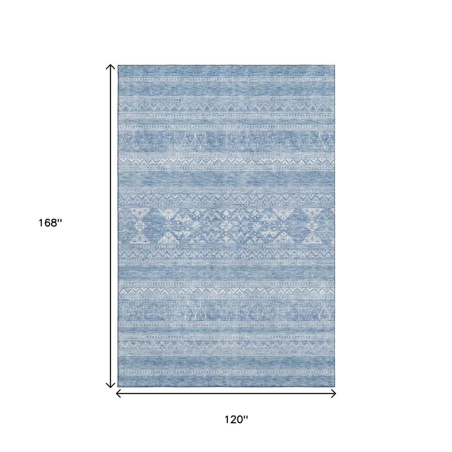 10' X 14' Sky Blue And Ivory Southwestern Washable Area Rug With UV Protection - HomeRoots - Flyclothing LLC